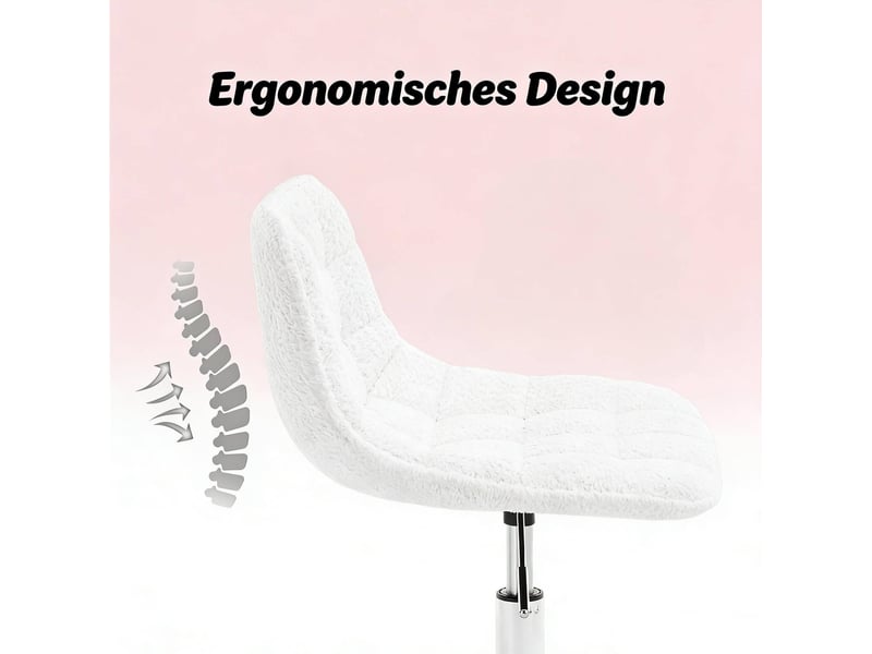  Tabouret de bureau blanc réglable en hauteur, pivotant à 360°, sur roulettes, idéal pour votre espace de travail  - Conforama D