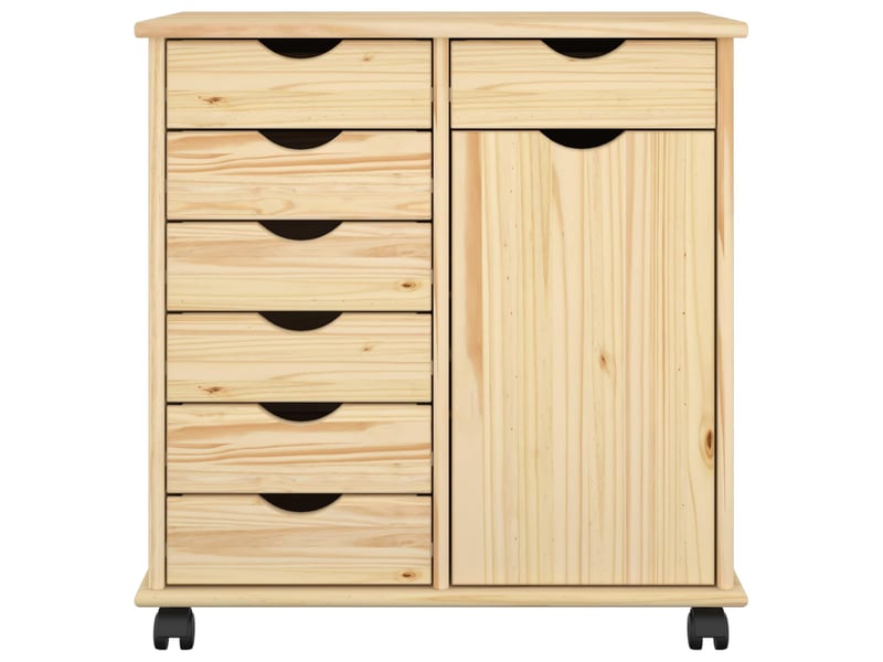  Caisson roulant de bureau 63,5 x 39 x 65,5 cm bois de pin massif marron shl5057  - Conforama D