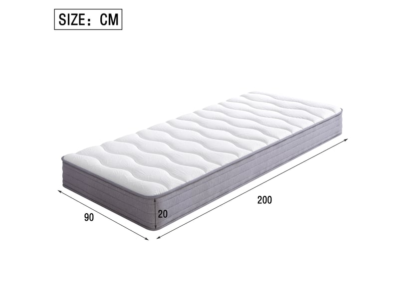  Matelas à ressorts tcqpz 90 x 200 cm épaisseur 20 cm soutien h3 blanc  - Conforama C