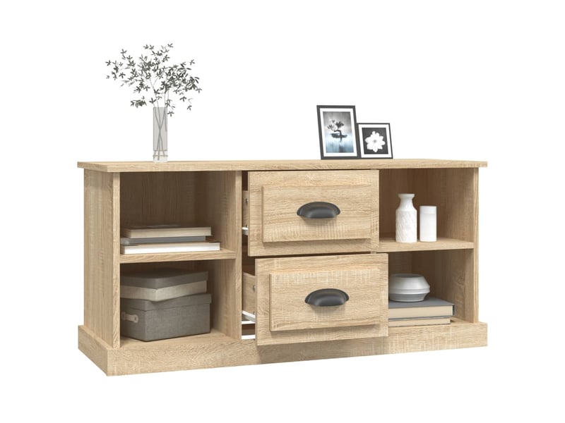  Meuble tv - banc tv - meuble de rangement chêne sonoma 99,5x35,5x48 cm bois d'ingénierie  - Conforama E