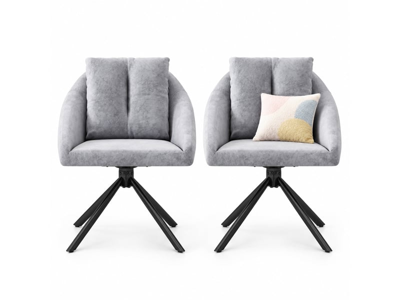  Chaise de salle à manger lot de 2 pivotante à 360° ergonomique avec dossier en velours gris  - Conforama A