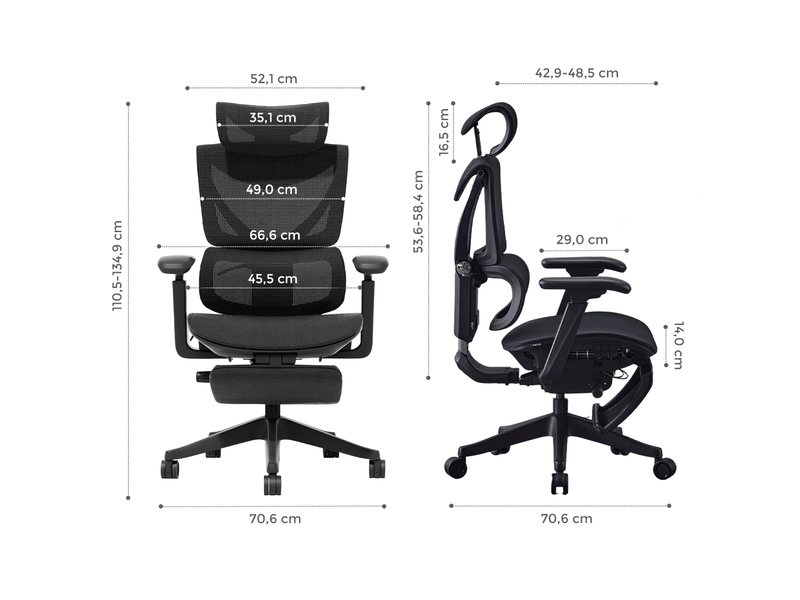  Fauteuil de bureau ergonomique 70,6x70,6x110,5 cm – noir – réglage à 3 boutons et dossier inclinable  - Conforama B