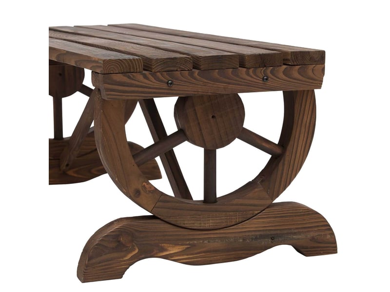  Banc de jardin rustique 2 places en bois de sapin marron 98 x 50 x 39,5 cm, résistant à l'eau et aux intempéries  - Conforama E