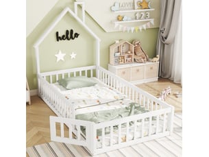 Lit cabane 90x200 cm <strong>MODENUIT </strong>  <strong></strong> coloris blanc