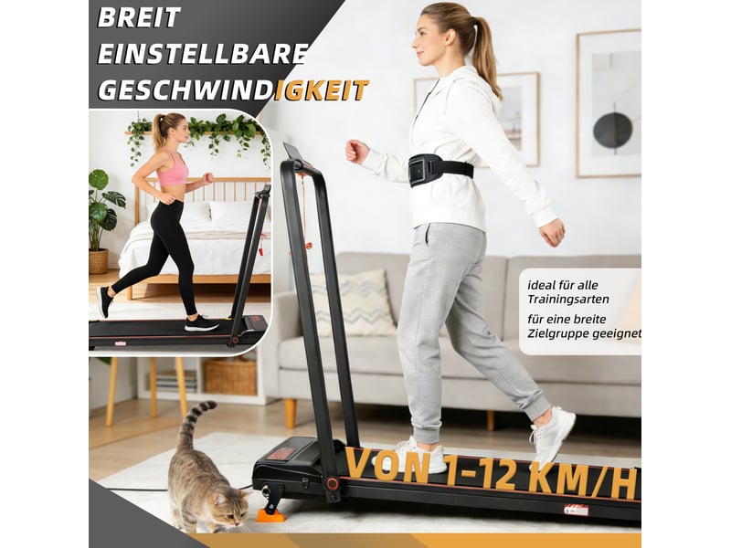  Tapis de course électrique 107x56,9x88,8 cm pliable métal noir  - Conforama E