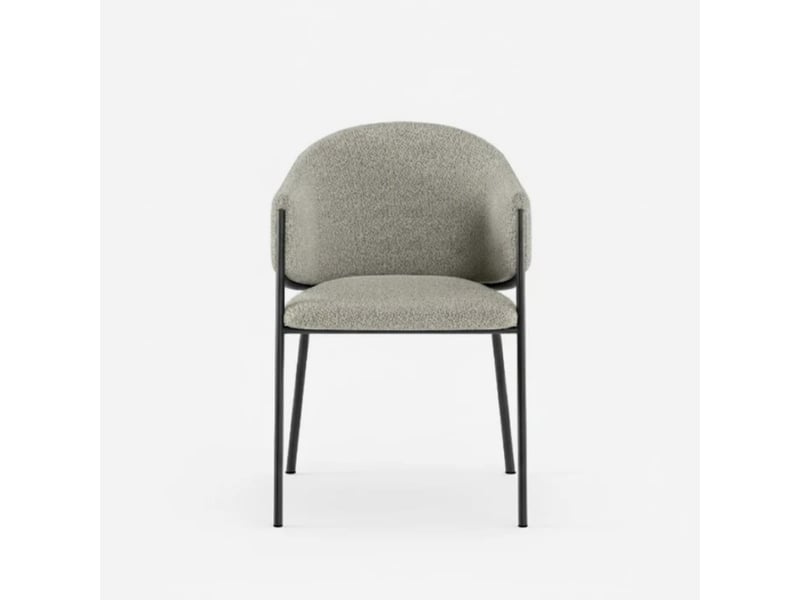  Lot de 2 chaises rembourrées en tissu bouclette easy-clean duna - gris  - Conforama E