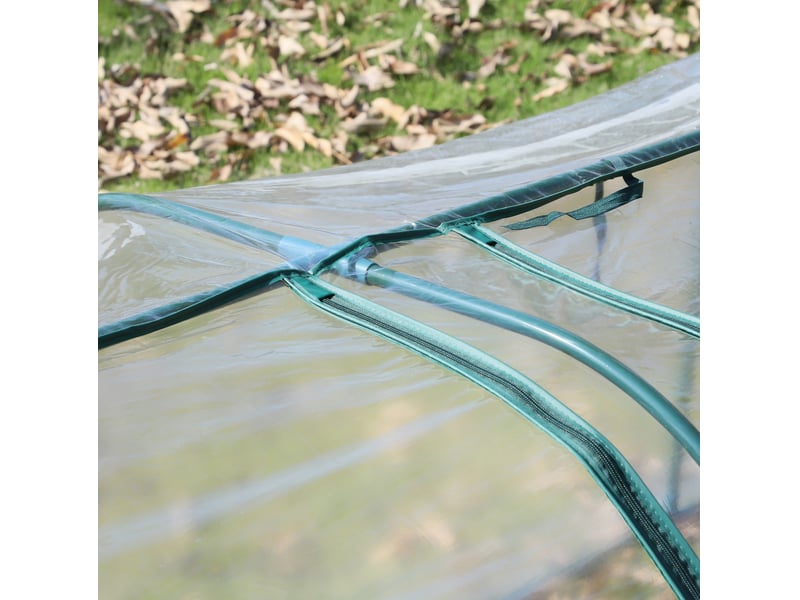  Mini serre de jardin 350 x 100 x 80 cm – transparente – film pvc, cadre acier et ouverture relevable  - Conforama E