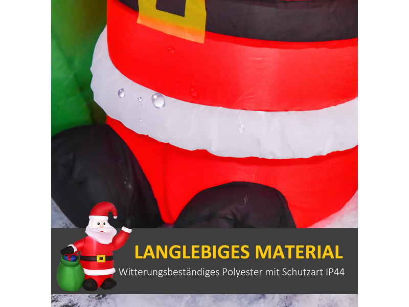  Père noël gonflable lumineux led extérieur polyester rouge et blanc 70x45x120 cm  - Conforama E