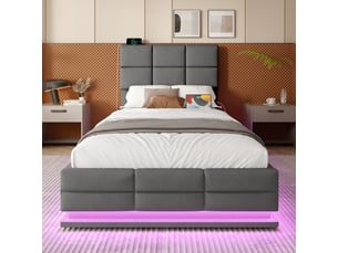 Lit coffre 90x200 cm OKWISH coloris gris