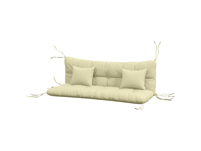  Lot de 4 coussins d'assise, 150 x 50 cm, coussins de chaise déperlants avec attaches, 10 cm d'épaisseur, blanc crème  - Conforama B