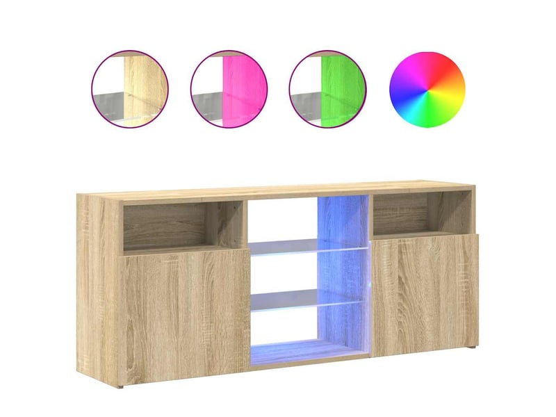  Meuble tv - banc tv - meuble de rangement avec lumières led chêne sonoma 120x30x50 cm  - Conforama A