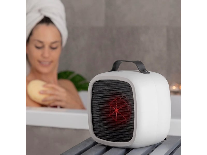  Chauffage soufflant électrique portable, chauffage de bureau portable, protection contre la surchauffe, format cube, pour la maison, table, 500 w, multicolore  - Conforama C