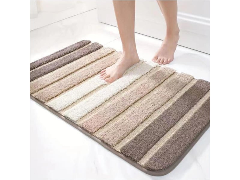  Tapis salle de bain antiderapant 40 x 60 cm, extra doux, lavable en machine, absorbant l'eau, beige  - Conforama E
