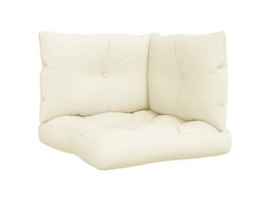 Lot de 3 coussins de palette, coussins de canapé crème tissu cf59671