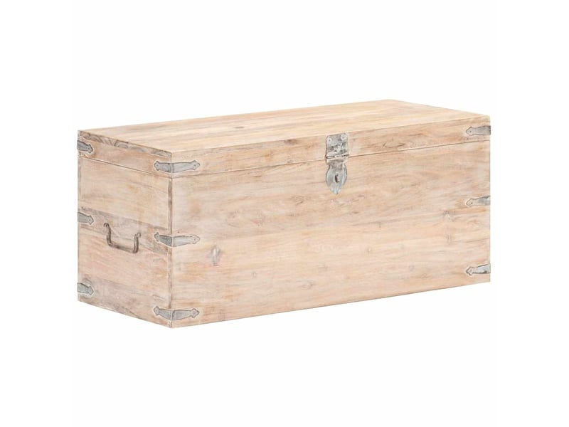  Coffre de rangement 90x40x40 cm bois d'acacia solide shl97307  - Conforama B