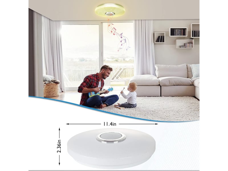  Plafonnier led 36w avec haut-parleur bluetooth, intelligent avec télécommande et contrôle app  - Conforama D