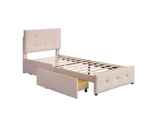 Lit avec rangement 90x200 cm REDOM coloris beige