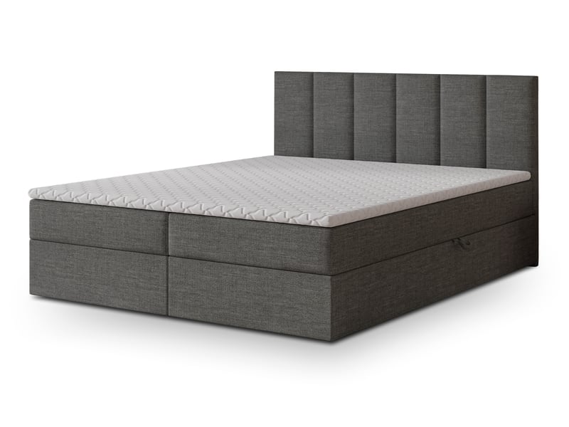  Boxspring meril 200x200 cm, lit complet avec matelas, gris  - Conforama A