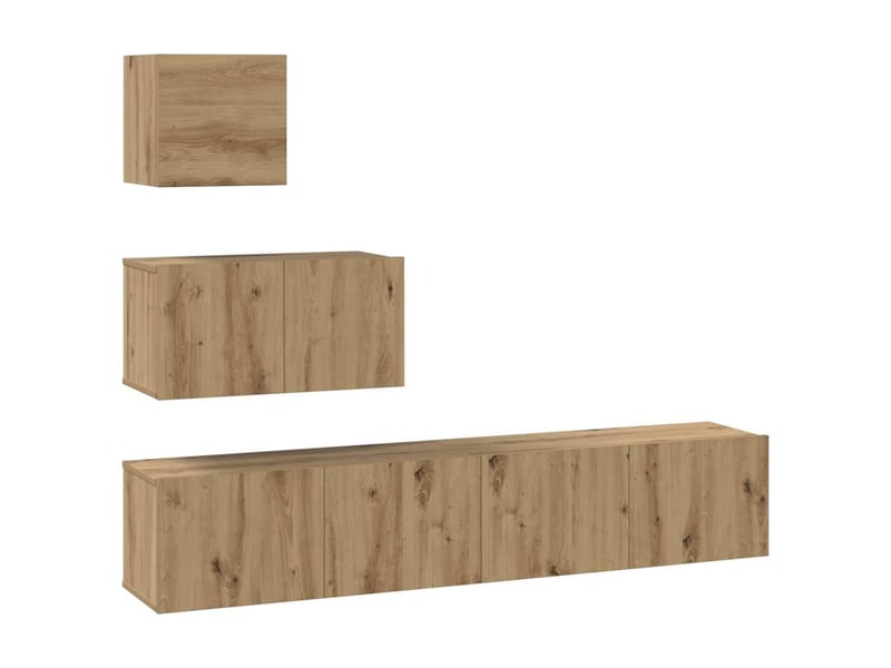  Ensemble meuble tv - banc tv - meuble de rangement 4 pcs chêne artisanal bois d'ingénierie  - Conforama A