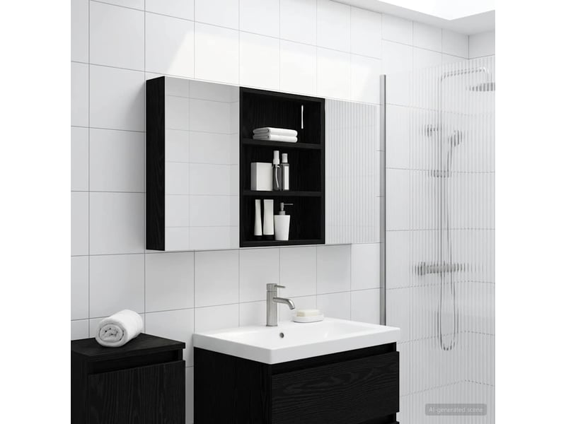  Ensemble de meubles de salle de bain 3 pcs 100x10.5x50 cm shl5749  - Conforama D