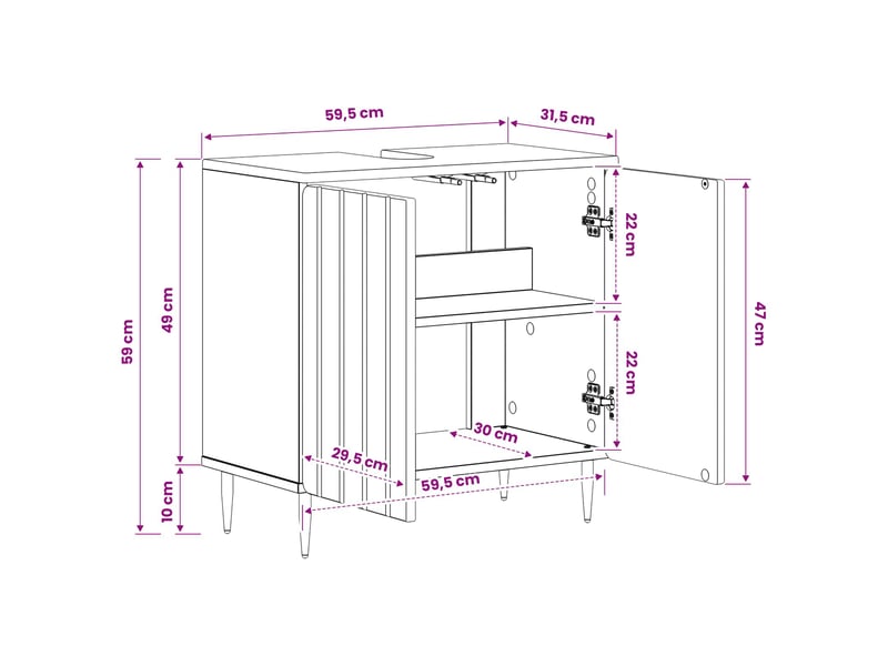 Meuble sous lavabo de salle de bain zwolle chêne artisanal cf64946  - Conforama E