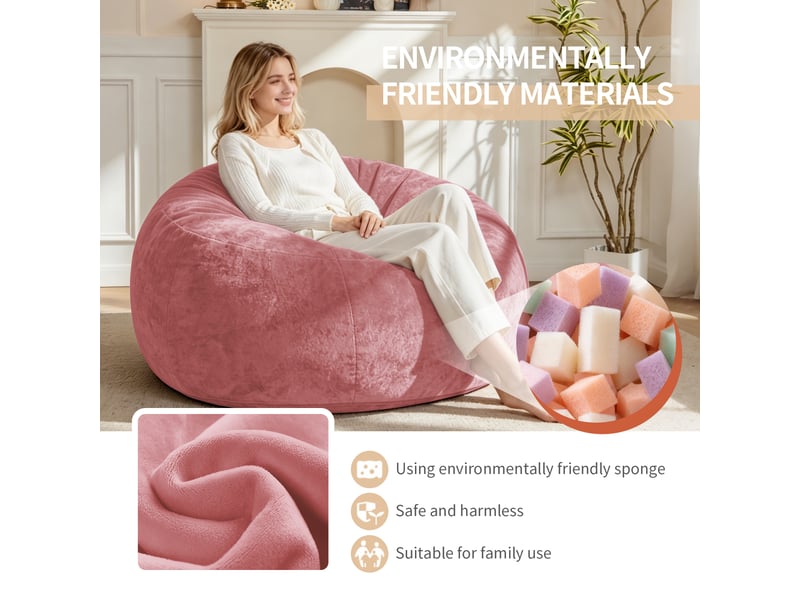  Fauteuil pouf adulte,100x100x50 cm,pliable,mousse,rose  - Conforama E