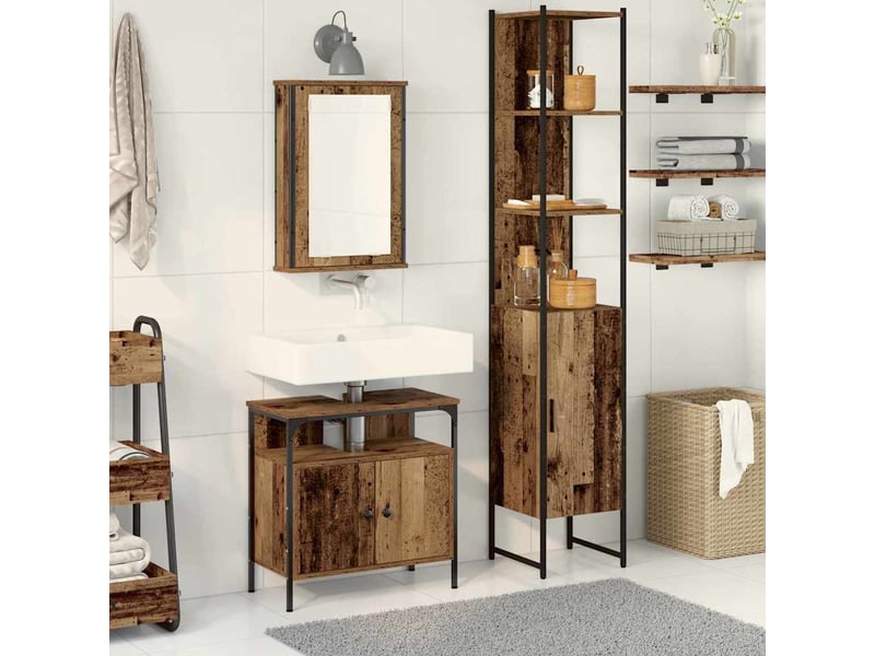 Ensemble de mobilier de salle de bain 3 pc bois ancien cf64254 - Conforama B