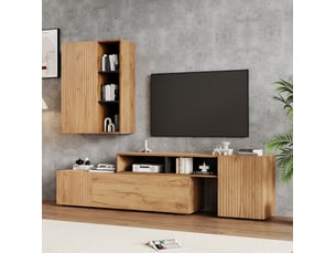Meuble tv coloris bois clair  <strong>ELVMI</strong>  <strong></strong>