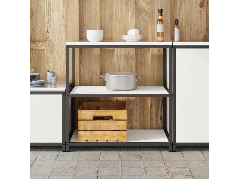  Étagère de cuisine, étagère de rangement hattem blanc 90x50x92cm acier  - Conforama D