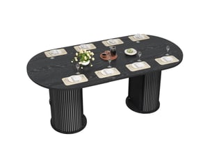 Table à manger extensible 150 à 190 cm noire avec rangement caché et poignées en métal
