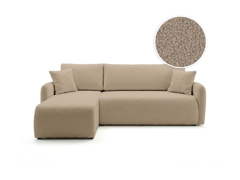  Alya - canapé d'angle convertible et réversible 3 places accoudoirs fins en bouclette  - Conforama A