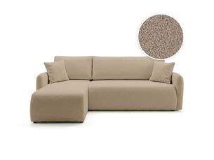 Canapé d'angle réversible convertible LOUNGITUDE ALYA 3 places Tissu bouclette Taupe