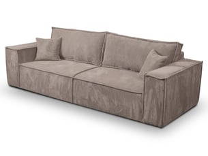 Canapé droit convertible 4 places Tissu beige avec coffre de rangement
