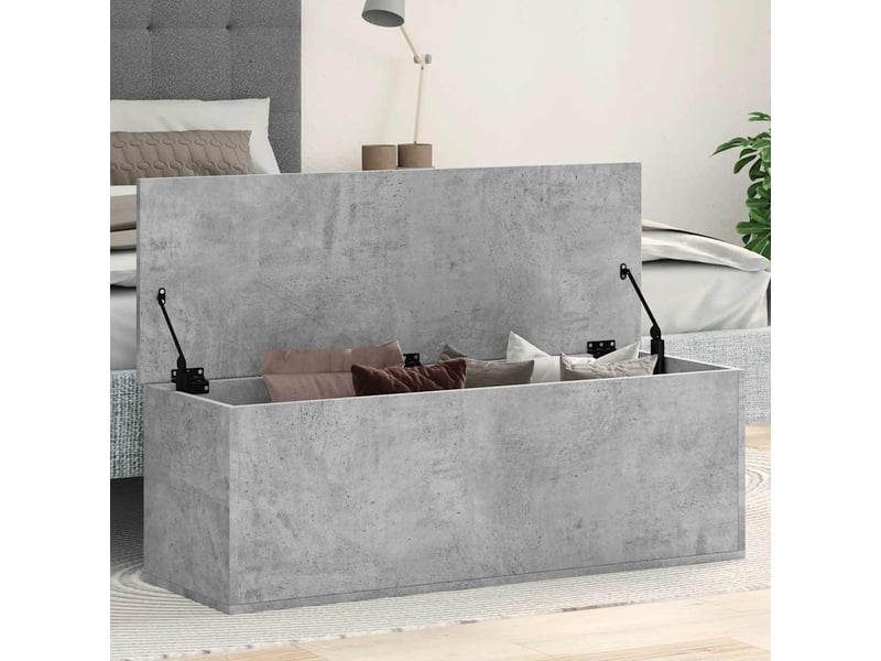  Boîte de rangement, coffre de rangement gris béton 102x35x35 cm bois d'ingénierie  - Conforama B