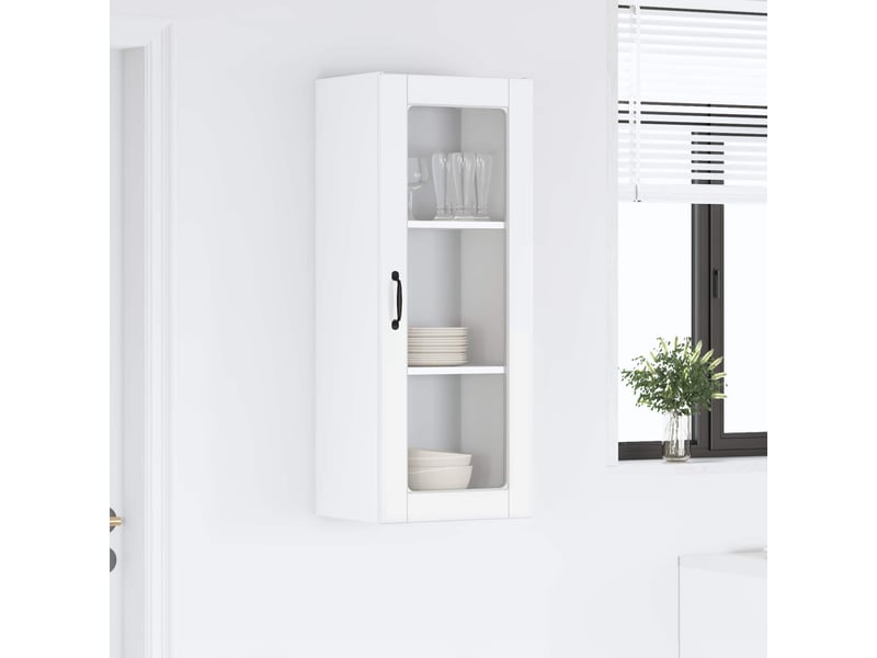 Meuble mural de cuisine, cabinet en verre mural blanc brillant 40x31x100cm shl1945 - Conforama D