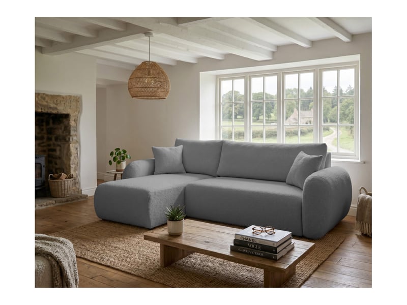 Alya - canapé d'angle convertible et réversible 3 places en bouclette  - Conforama B