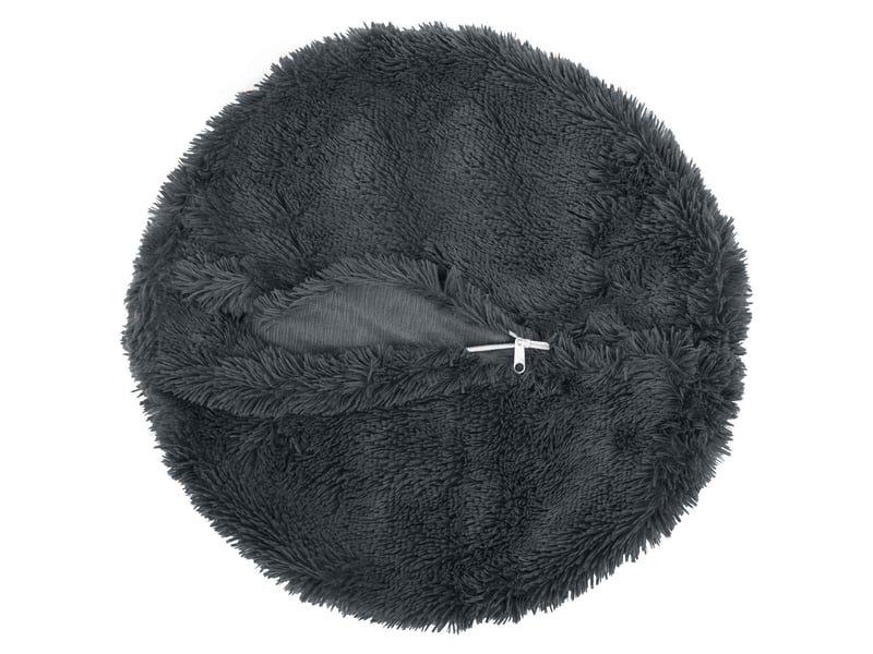  Lot de 2 coussins avec oreiller, coussins décoratifs heerlen anthracite fleece pv cf50384  - Conforama D