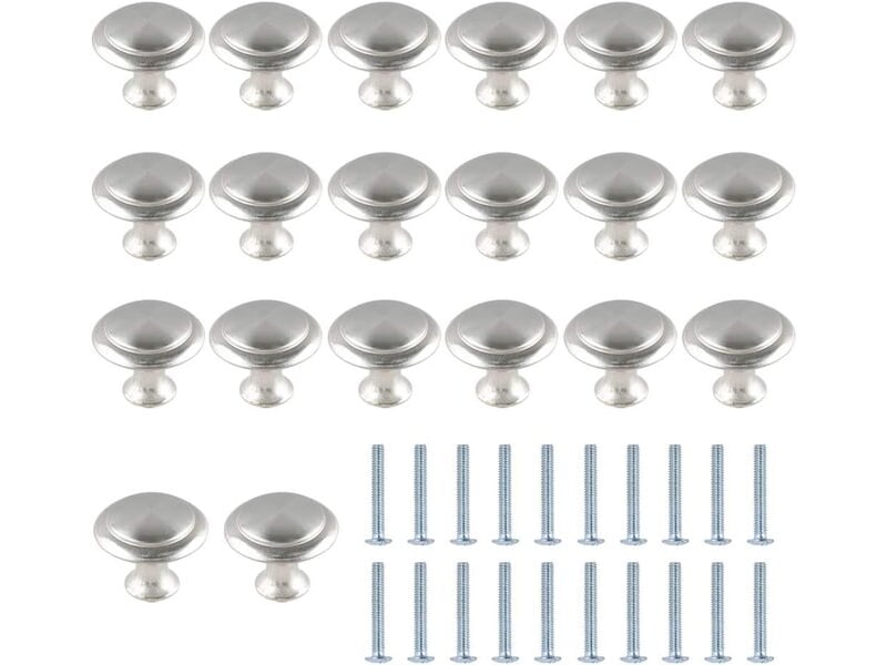 Paquet de 20 poignées rondes en acier inoxydable argentées, poignées pour portes de tiroirs de cuisine - Conforama D
