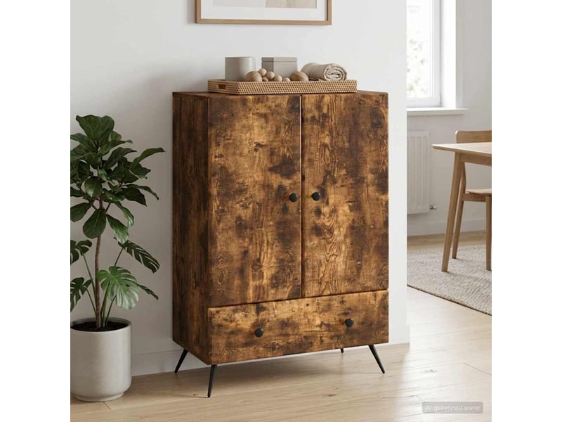  Buffet - bahut - meuble de rangement chêne fumé 66 x 34,5 x 95 cm bois d'ingénierie  - Conforama B