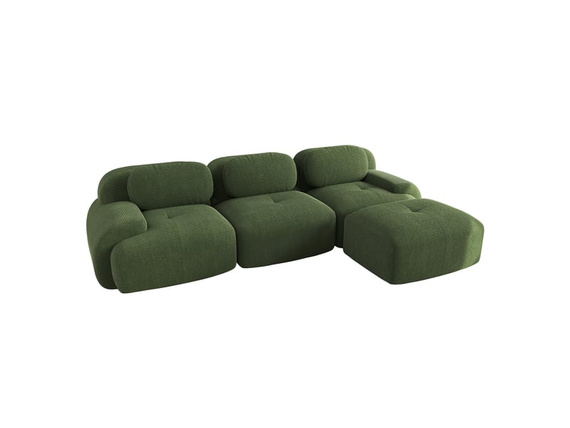 Canapé d'angle, canapé modulable, en velours tricoté, vert, sans montage, sans structure, chambre, pour salon - Conforama W
