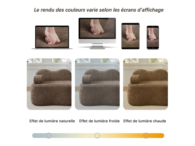 Canapé d'angle modulaire 4 places en l avec ottomane - mousse 32d velours marron sans montage - Conforama R