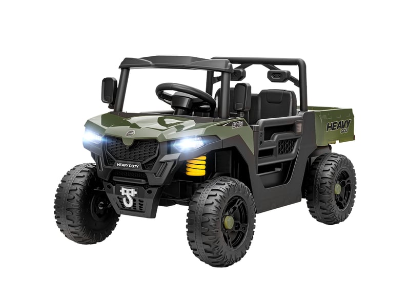  Voiture électrique 12 v pour enfants avec télécommande, suspension, coffre et musique, 3-8 ans, verte  - Conforama B