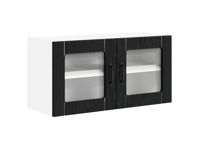  Meuble mural de cuisine, cabinet en verre mural chêne noir 80x31x40cm  - Conforama A