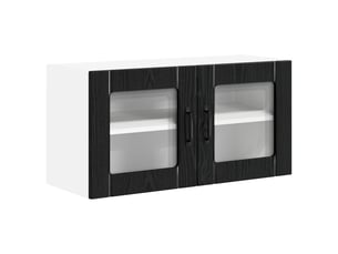 Meuble mural de cuisine, cabinet en verre mural chêne noir 80x31x40cm