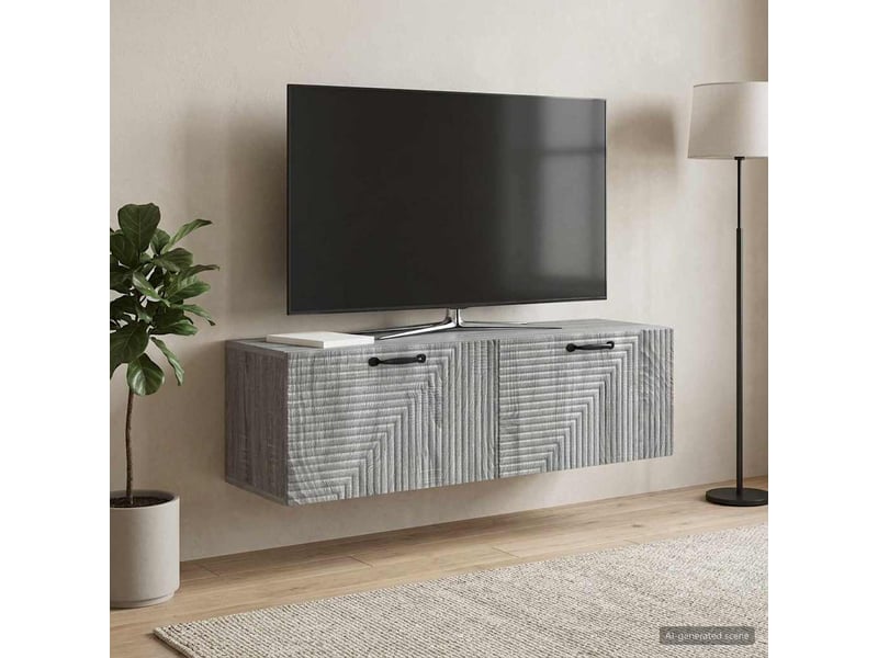  Meuble tv - banc tv - meuble de rangement mural sonoma gris 98 x 31 x 30 cm bois d'ingénierie  - Conforama B