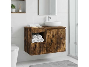 Armoire de salle de bain, meuble de rangement chêne fumé 30x44.5x50 cm