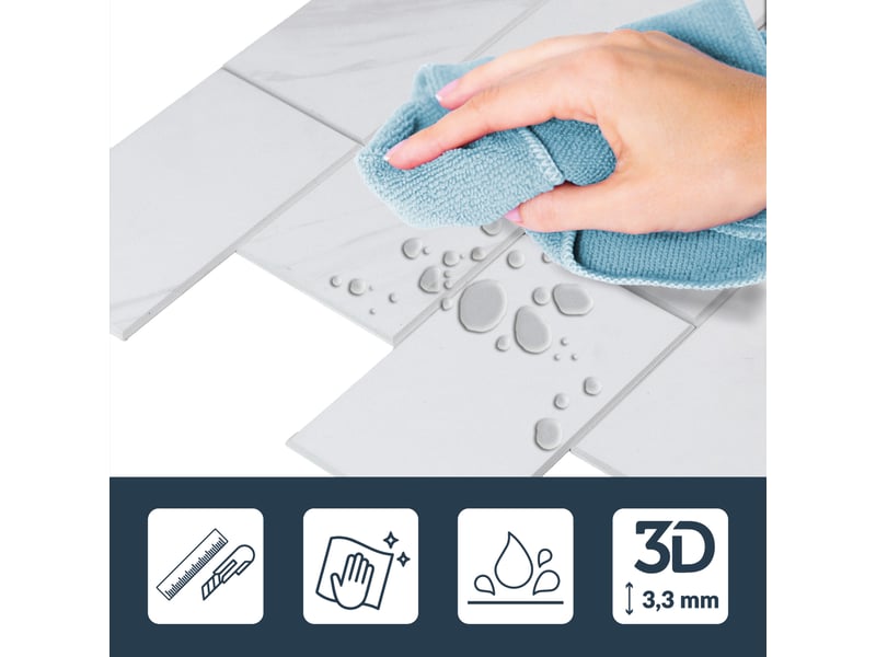 Crédence adhésive murale 3d  - effet carrelage 4 pièces 25x25 cm  - Conforama D