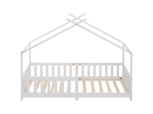 Lit cabane 90x200 cm <strong>MERAX</strong>  <strong>lit enfant blanc</strong> coloris blanc