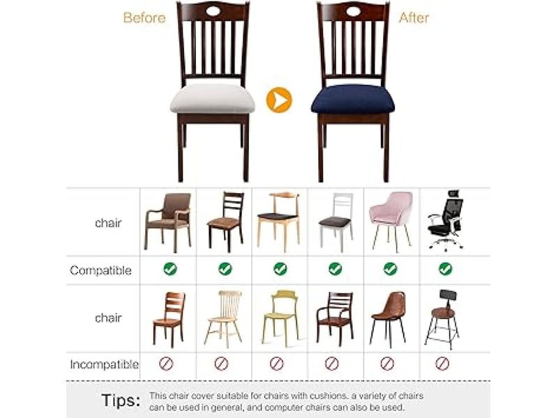  Housse de chaise - bleu foncé, 1 housse de chaise élastique en jacquard gaufré, adaptée aux restaurants, bureaux, hôtels, mariages et autres lieux XLH-ZLS-009268ZLS - Conforama D