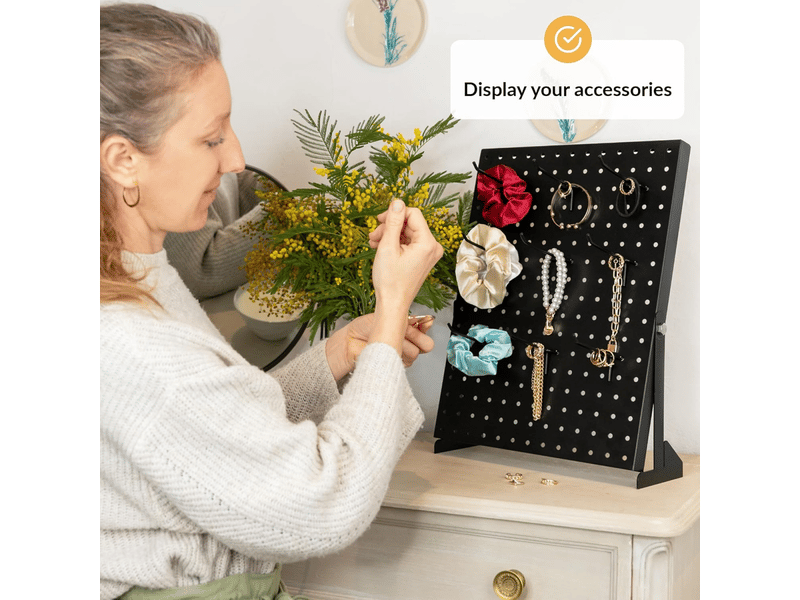 Peg board | panneau perforé pour vendeurs | plaque perforée organisation | crochets pour panneaux perforés noirs pour maison, magasin, bureau | tablea - Conforama C